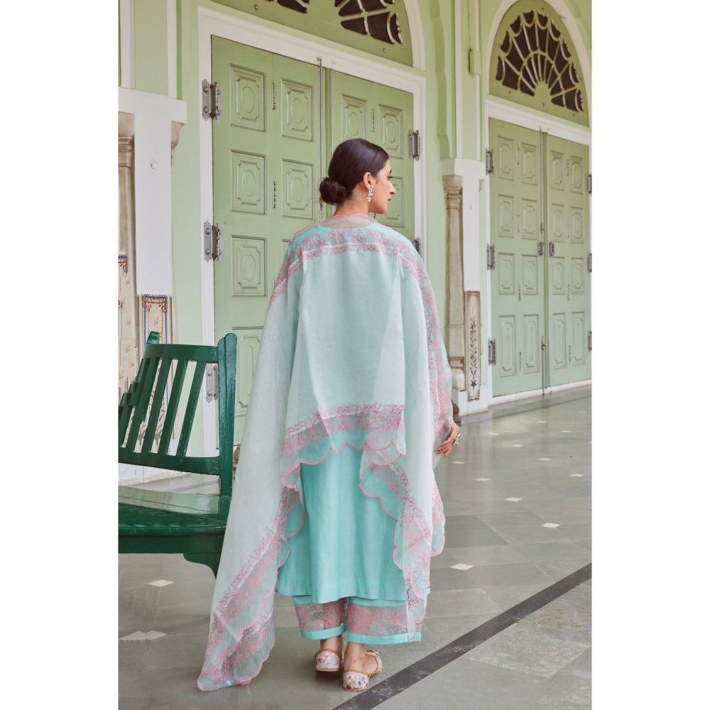 CHARU MAKKAR Blue Kurta with Palazzo (Set of 2)