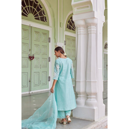 CHARU MAKKAR Blue Kurta with Palazzo (Set of 2)