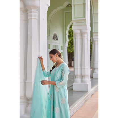 CHARU MAKKAR Blue Kurta with Palazzo (Set of 2)
