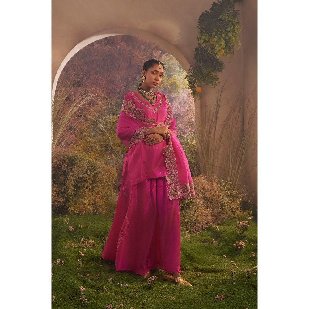CHARU MAKKAR Hot Pink Kurti with Palazzo (Set of 2)