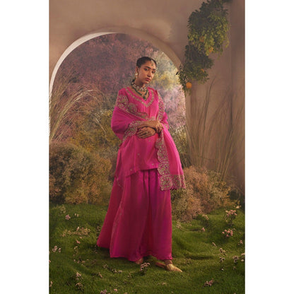 CHARU MAKKAR Hot Pink Kurti with Palazzo (Set of 2)
