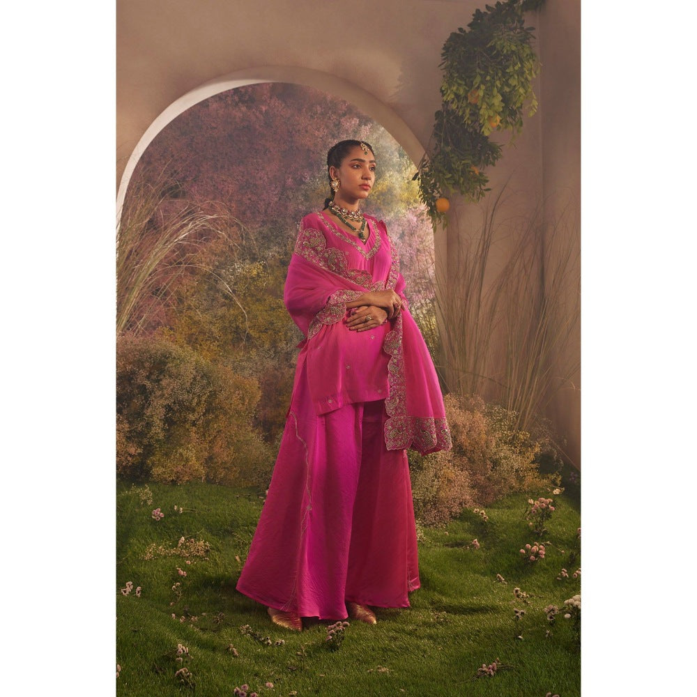 CHARU MAKKAR Hot Pink Kurti with Palazzo (Set of 2)