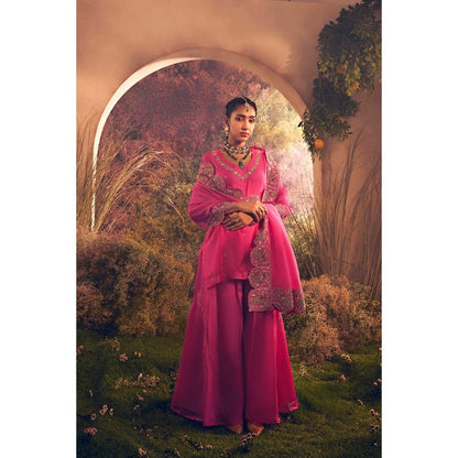 CHARU MAKKAR Hot Pink Kurti with Palazzo & Dupatta (Set of 3)