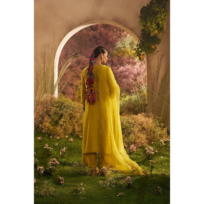 CHARU MAKKAR Mustard Kurta with Palazzo & Dupatta (Set of 3)