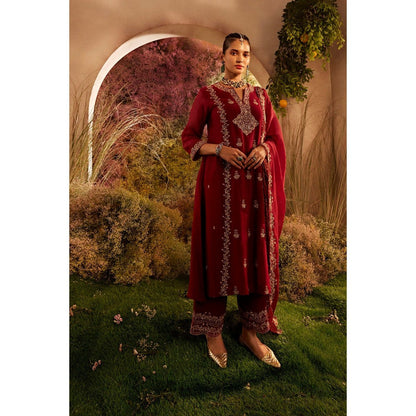 CHARU MAKKAR Maroon Kurta with Palazzo (Set of 2)