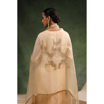 CHARU MAKKAR Beige Mehr Kurta with Pant and Dupatta (Set of 3)