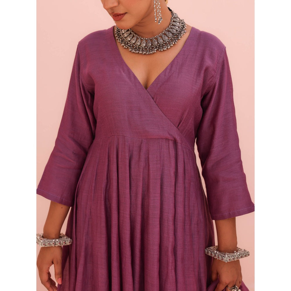CHARU MAKKAR Nyra Purple Kurta with Palazzo and Dupatta (Set of 3)