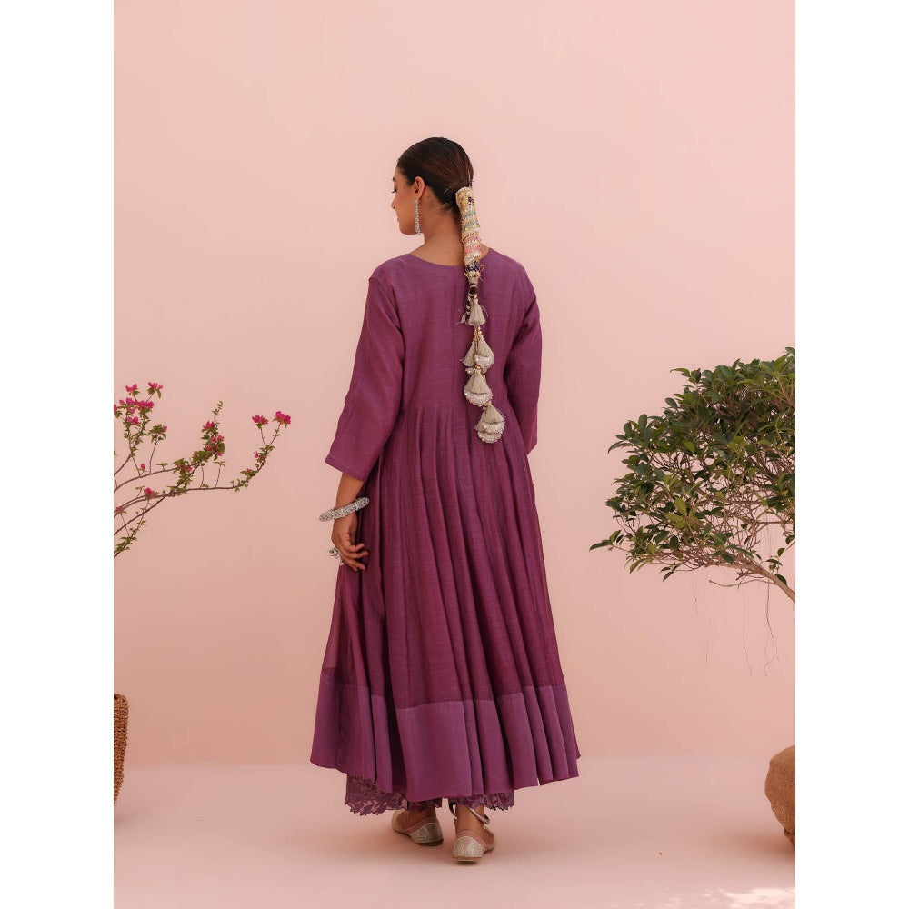 CHARU MAKKAR Nyra Purple Kurta with Palazzo and Dupatta (Set of 3)