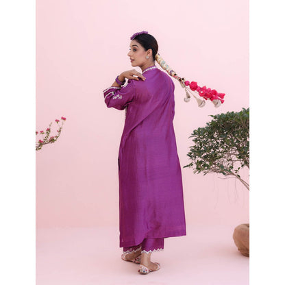 CHARU MAKKAR Purple Kurta with Palazzo and Dupatta (Set of 3)
