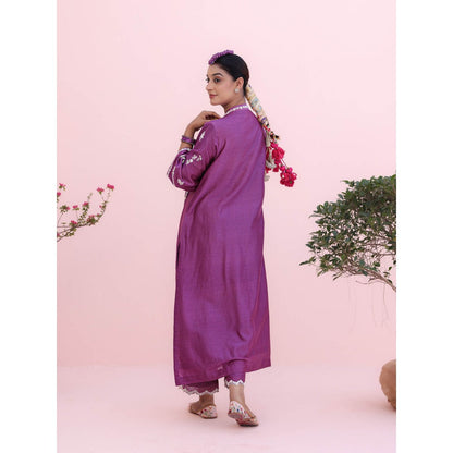 CHARU MAKKAR Purple Kurta with Palazzo and Dupatta (Set of 3)
