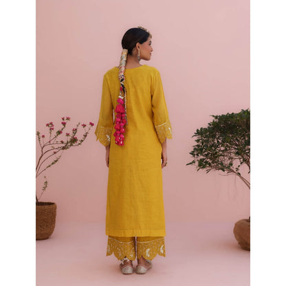 CHARU MAKKAR Myra Mustard Kurta with Palazzo and Dupatta (Set of 3)