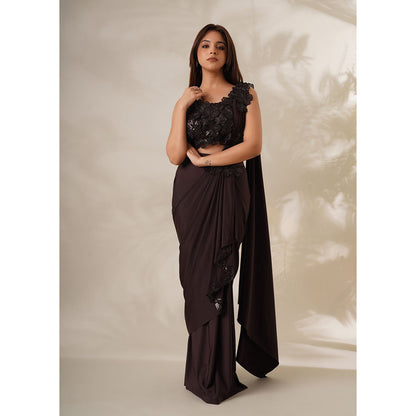 CHAASHNI BY MAANSI & KETAN Hazel Resham Embroidered Pre-Drape Saree with Stitched Blouse