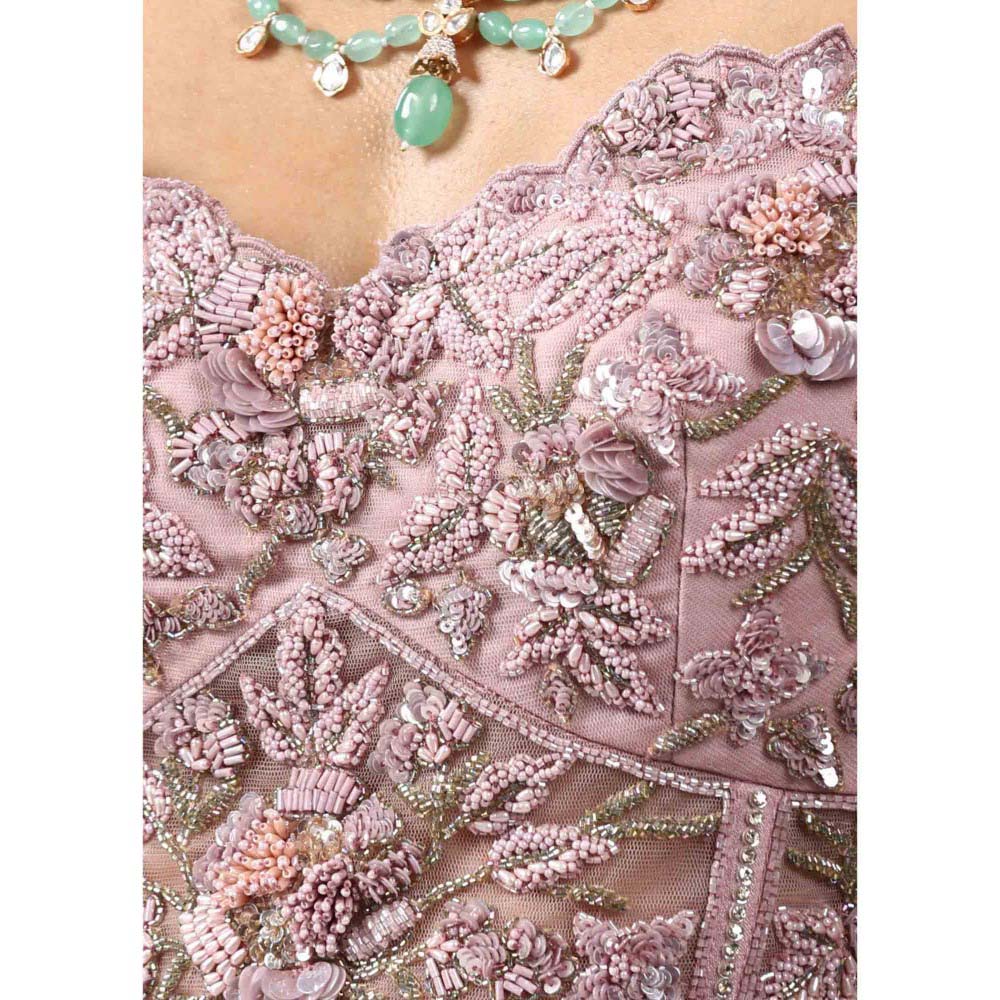 CHAASHNI BY MAANSI & KETAN Mauve Georgette Lehenga Saree with Stitched Blouse