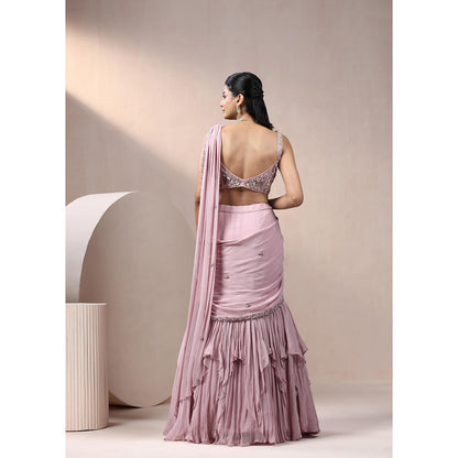 CHAASHNI BY MAANSI & KETAN Mauve Georgette Lehenga Saree with Stitched Blouse