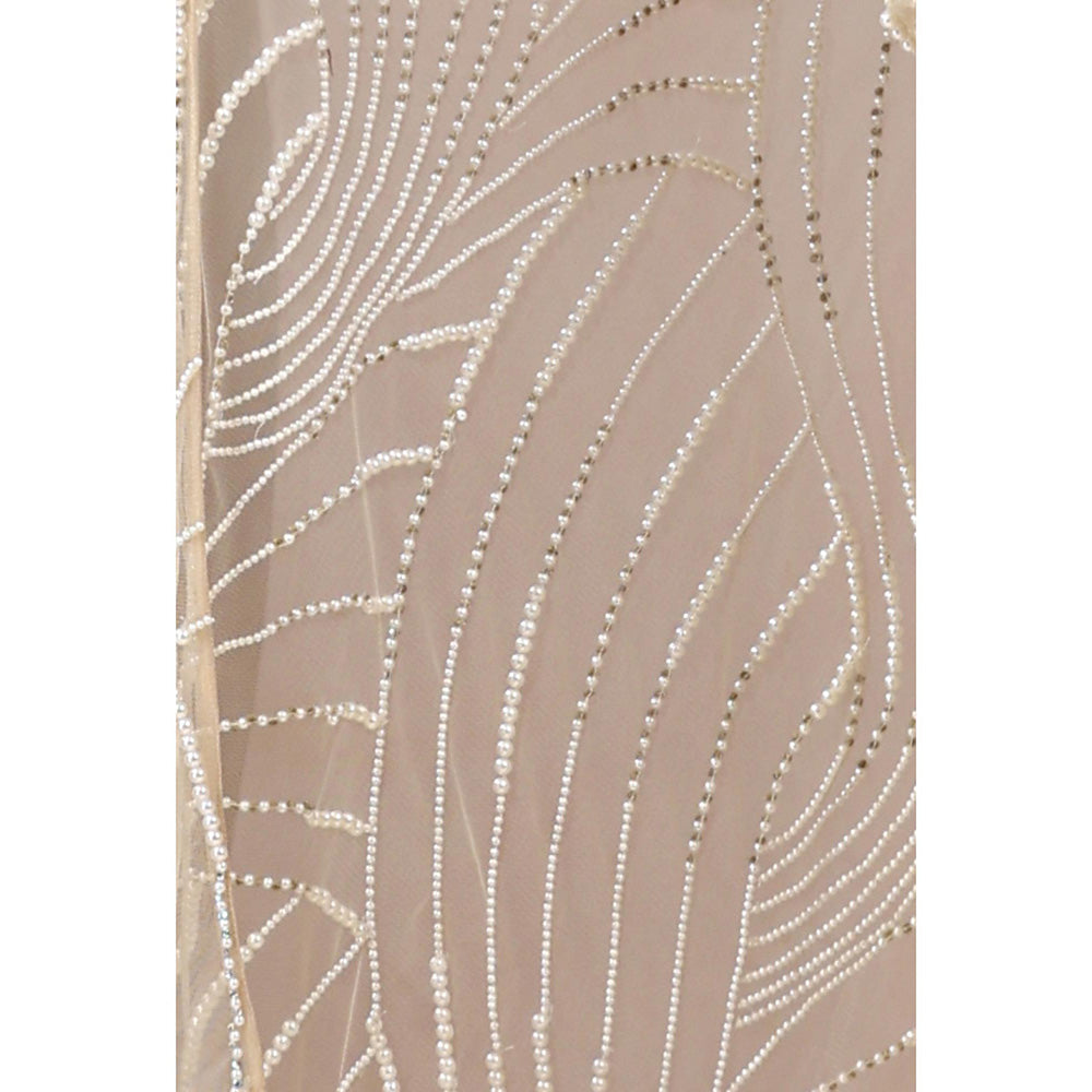 CHAASHNI BY MAANSI & KETAN Beige Chinnon Chiffon Saree with Stitched Blouse