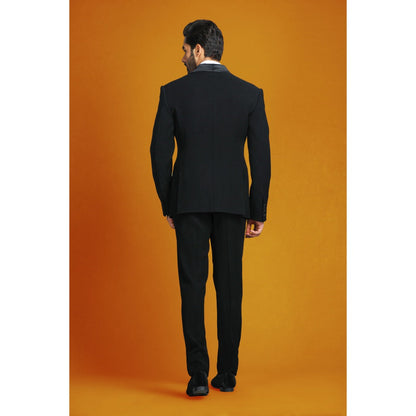 CHAR CHAAND Midnight Majesty Seahorse Patchwork Tuxedo with Pant (Set of 2)