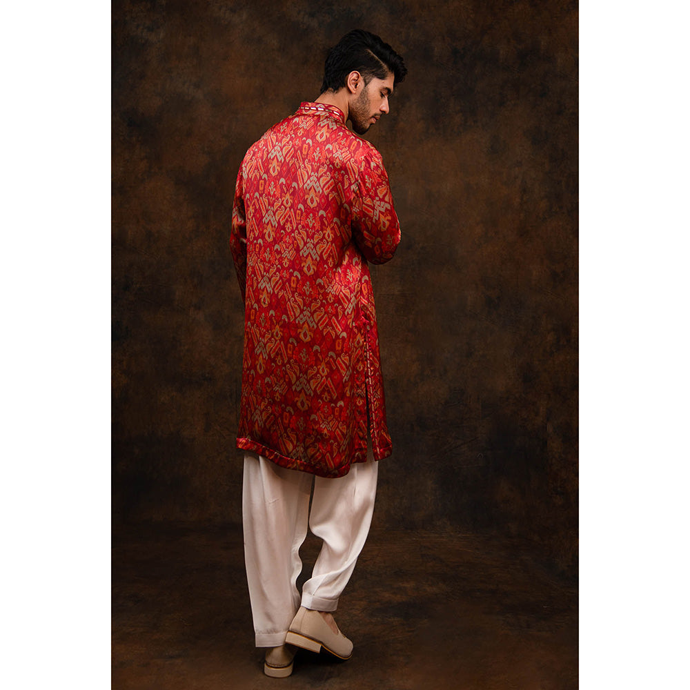 CHAR CHAAND Red Ikat Harmony Kurta