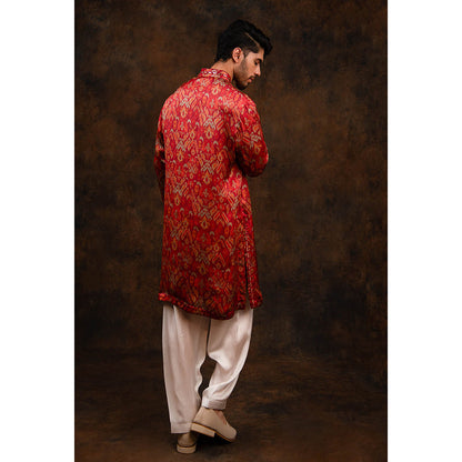 CHAR CHAAND Red Ikat Harmony Kurta