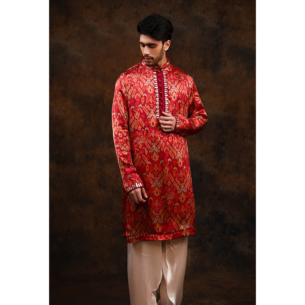 CHAR CHAAND Red Ikat Harmony Kurta