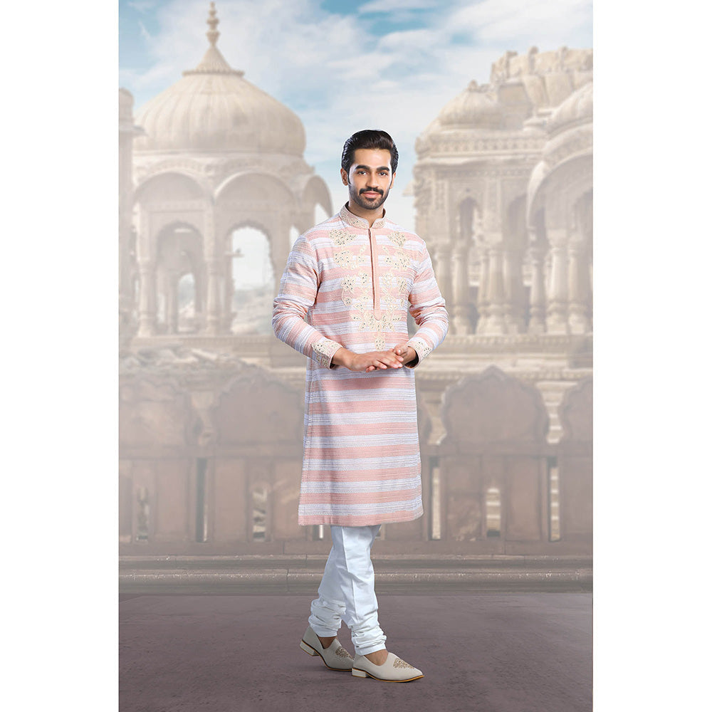CHAR CHAAND Pink Thread Embroidered Kurta