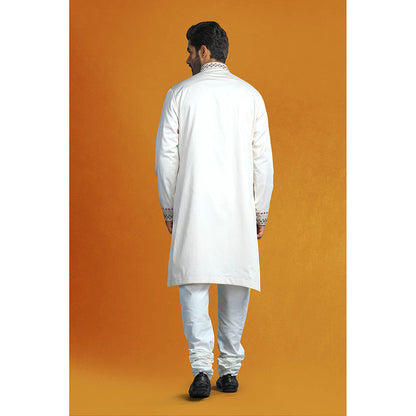 CHAR CHAAND White Mirrored Embroidered Kurta for Men