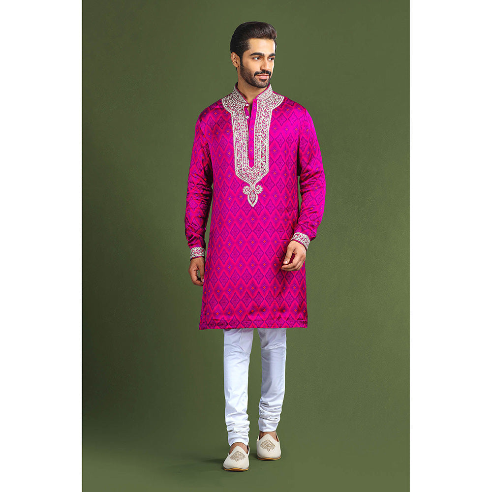 CHAR CHAAND Purple Embroidered Kurta for Men