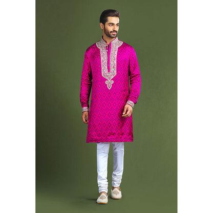 CHAR CHAAND Purple Embroidered Kurta for Men
