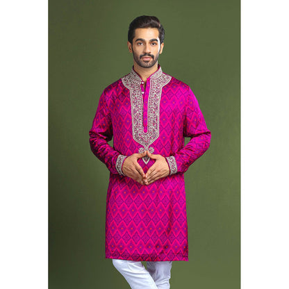 CHAR CHAAND Purple Embroidered Kurta for Men