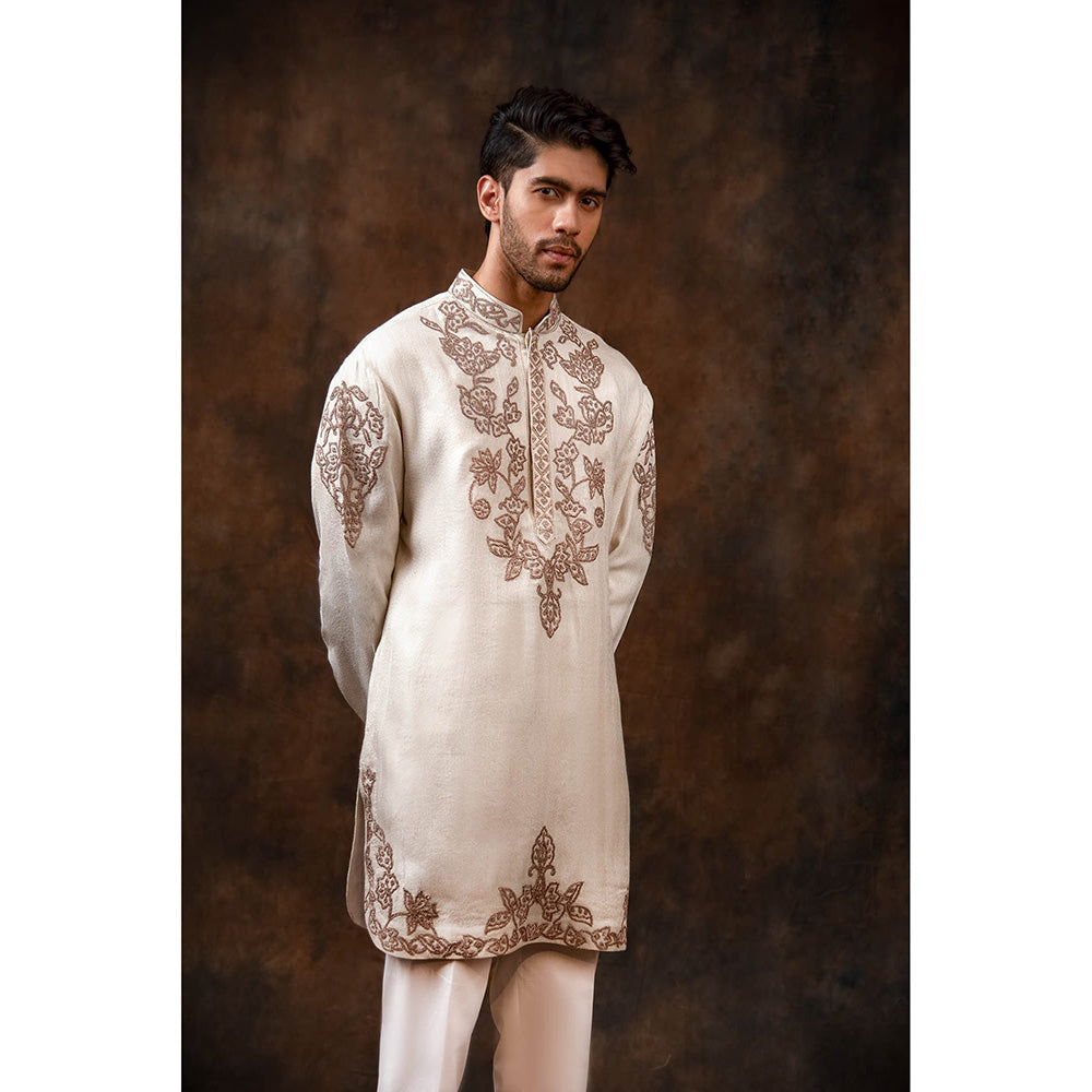 CHAR CHAAND Beige Floral Kurta for Men