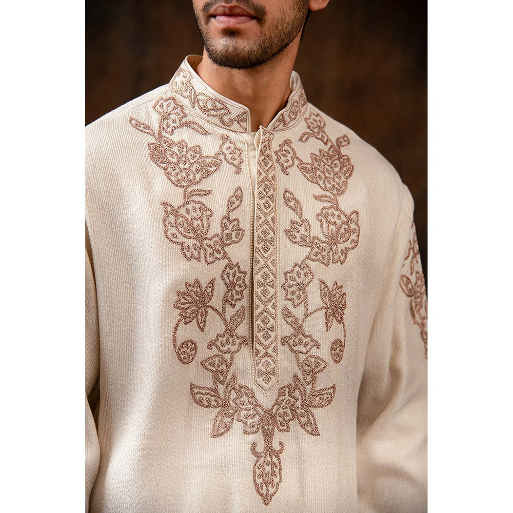 CHAR CHAAND Beige Floral Kurta for Men