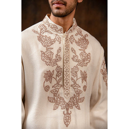 CHAR CHAAND Beige Floral Kurta for Men