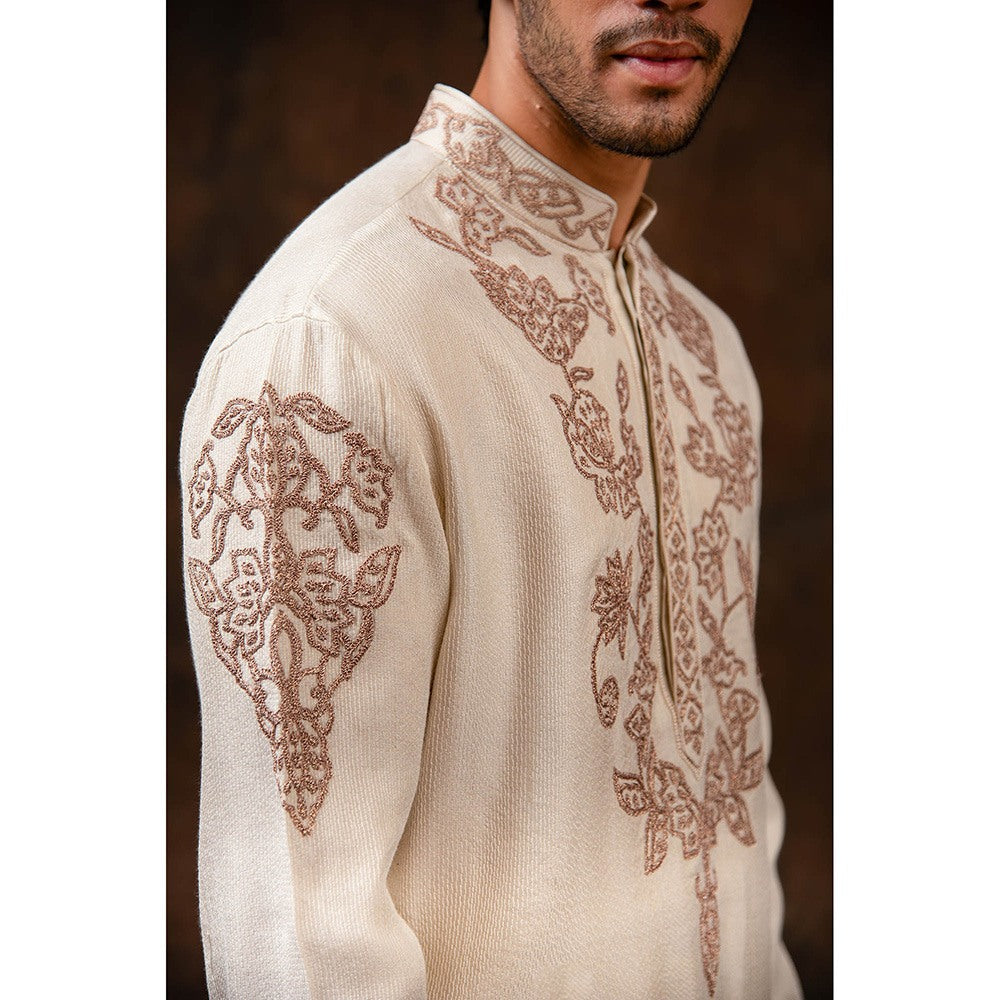 CHAR CHAAND Beige Floral Kurta for Men