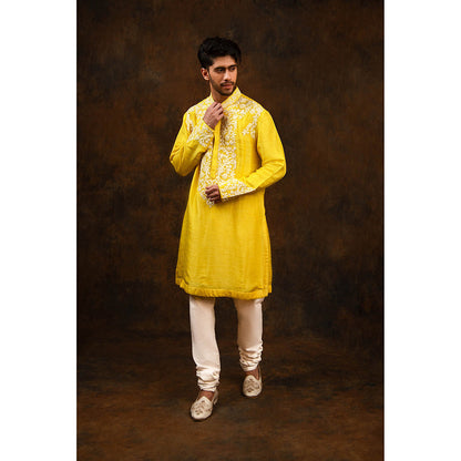CHAR CHAAND Golden Glow Yellow Embriodered kurta for Men