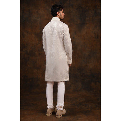 CHAR CHAAND White Floral Silk Kurta