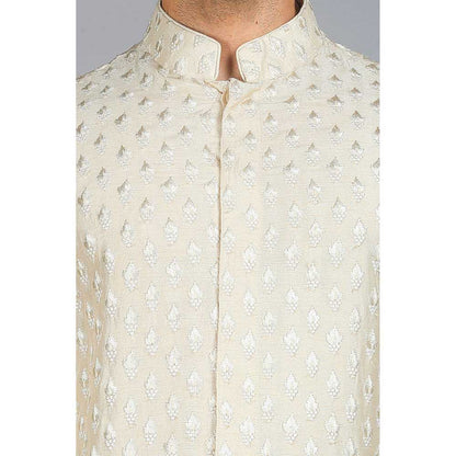 CHAR CHAAND Beige Floral Motif Thread Embroidered Kurta