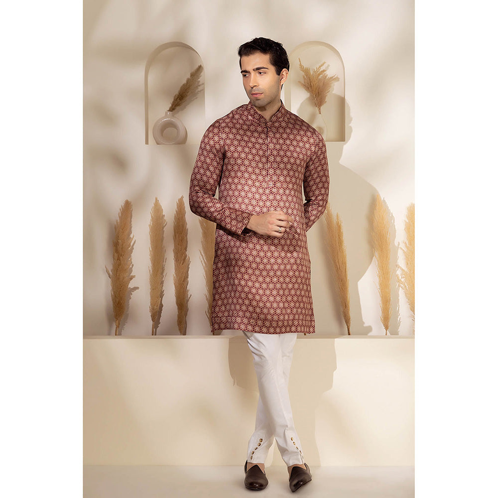 CHAR CHAAND Maroon Garnet Maze Kurta