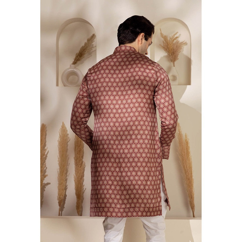 CHAR CHAAND Maroon Garnet Maze Kurta