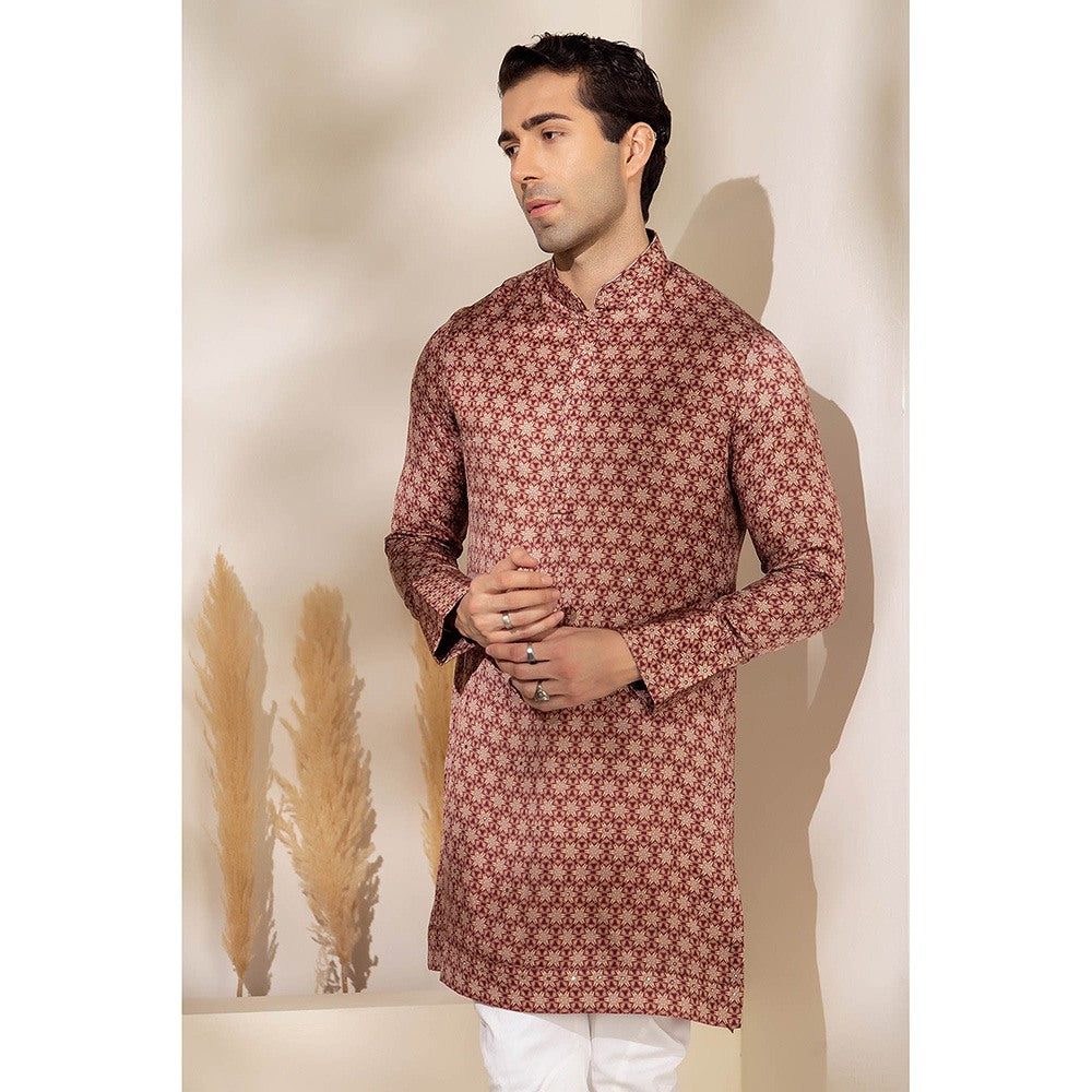 CHAR CHAAND Maroon Garnet Maze Kurta