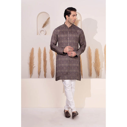 CHAR CHAAND Charcoal Geometric Printed Kurta