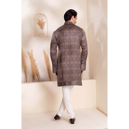 CHAR CHAAND Charcoal Geometric Printed Kurta
