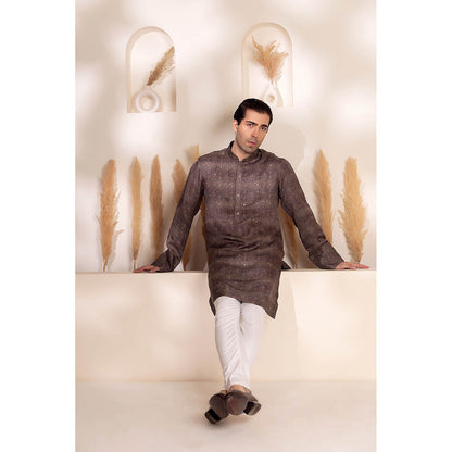 CHAR CHAAND Charcoal Geometric Printed Kurta
