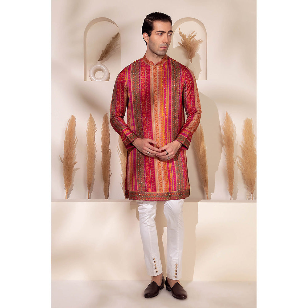 CHAR CHAAND Multi-Color Rangmahal Striped Kurta