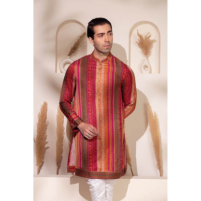 CHAR CHAAND Multi-Color Rangmahal Striped Kurta
