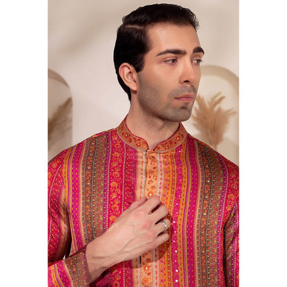 CHAR CHAAND Multi-Color Rangmahal Striped Kurta