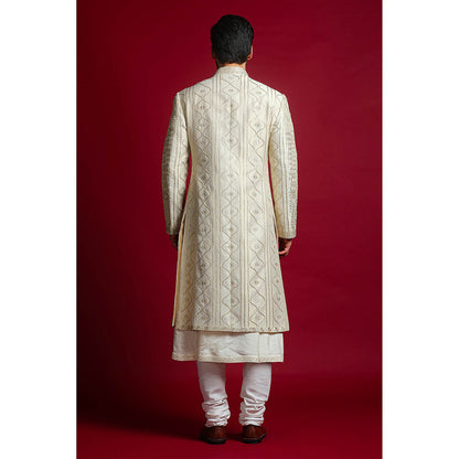 CHAR CHAAND Luxe Ivory Sherwani Set