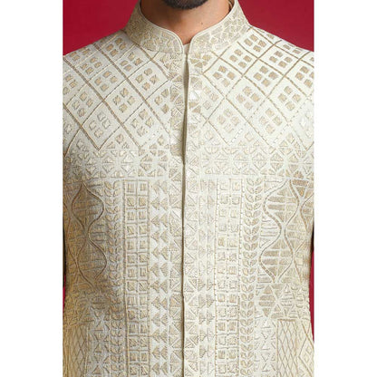CHAR CHAAND Luxe Ivory Sherwani Set