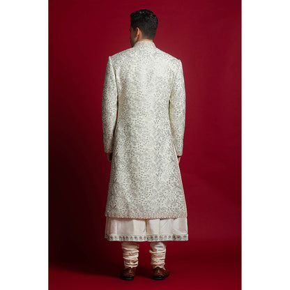 CHAR CHAAND White Royal Embroidered Sherwani Set