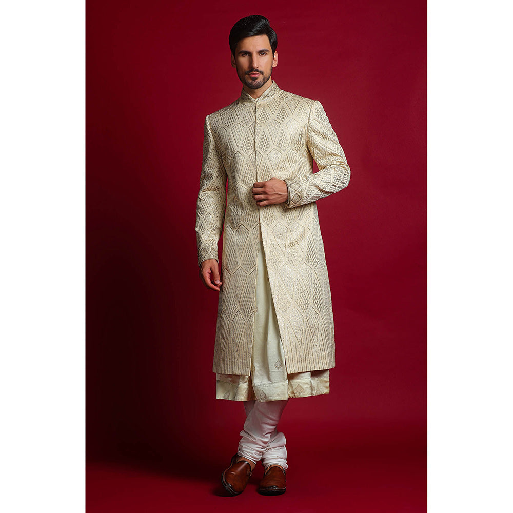 CHAR CHAAND Ivory Majesty Sherwani Set