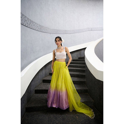 Chamee and Palak Multi-Colour Elaya Lehenga with Blouse and Dupatta (Set of 3)