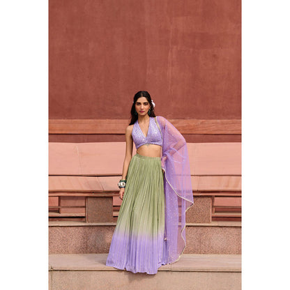 Chamee and Palak Lavender Reina Lehenga with Blouse and Dupatta (Set of 3)